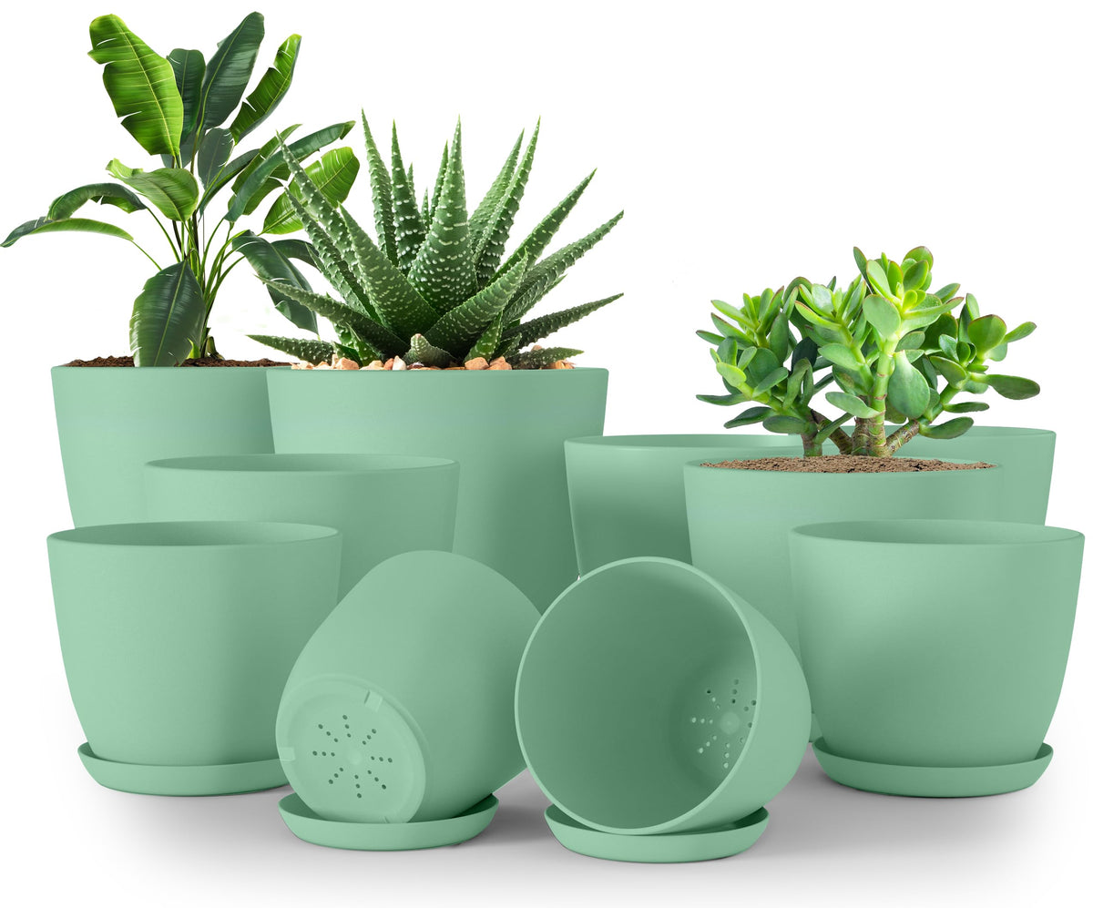Plant Pots Indoor with Drainage, 5 Pack Multi-Size Planters Set, White