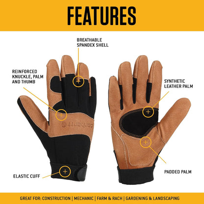 Carhartt Men's High Dexterity Reinforced Secure Cuff Glove
