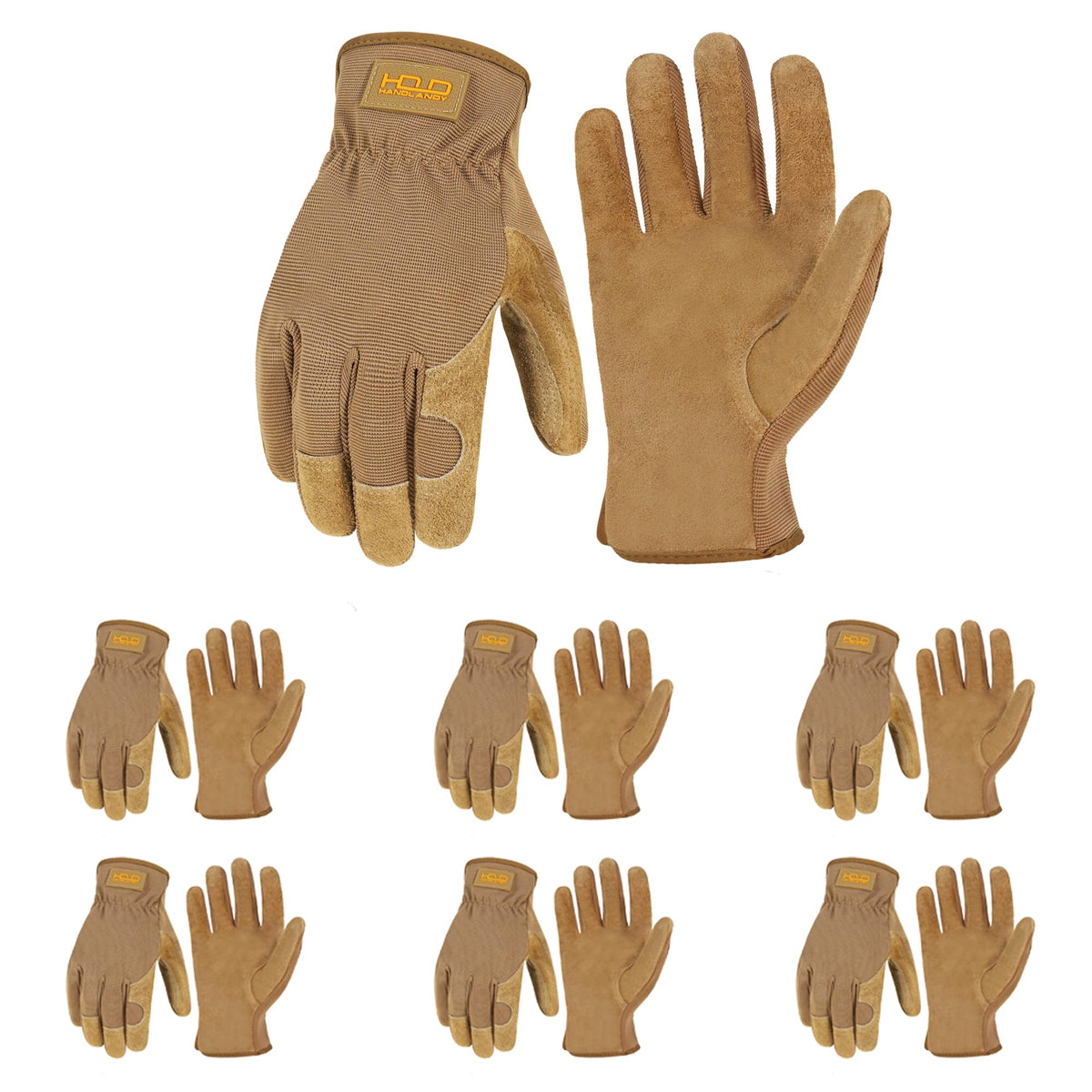 HANDLANDY Leather Gardening Gloves, Leather Work Gloves for Men Women