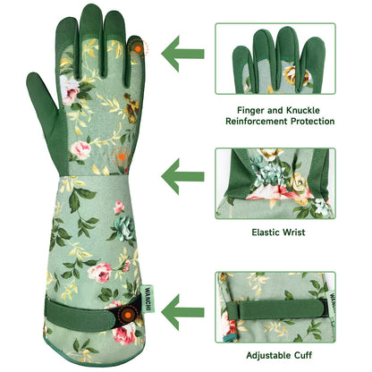 WANCHI Gardening Gloves for Women Gift,Yard Work Garden Gloves,Green Medium