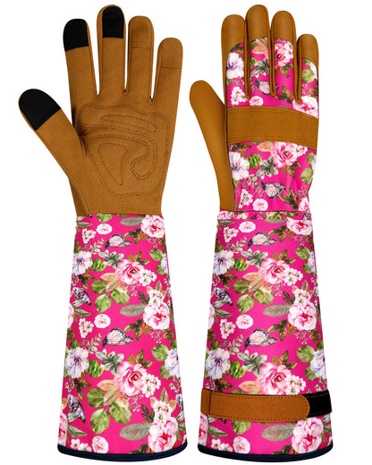 Long Gardening Gloves for Women Thorn Proof Leather Garden Gloves Breathable Working Gloves for Women Yard Outdoor