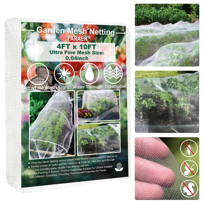 Garden Pest Barrier Netting, Thickened Mesh Net Bugs Out Plant Covers 10x33Ft Ultra Fine Protection Netting for Vegetable Plants Fruit Flowers Greenhouse Row Cover Raised Bed Insect Barrier Screen Net