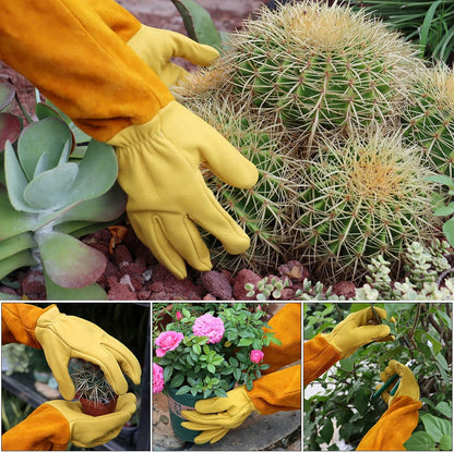 Morzejar Large Gardening Gloves for Men&Women, Professional Rose Pruning Gloves Thorn Proof, Adjustable Cuff, Breathable Leather Cowhide Long Garden Gloves,Garden Gifts & Tools for Gardener,Yard Work