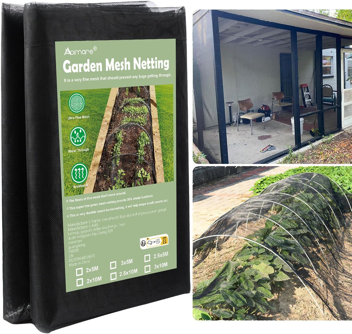 Garden Mesh Netting, 6.6’ x 33’ Extra-Thick Mosquito Netting for Patio