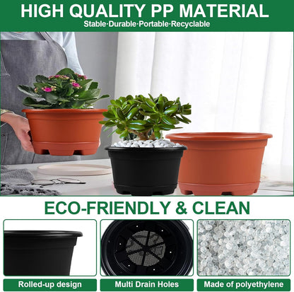 KPUVX 5 Pack 10.5 inch Plant Pots, Plastic Flower Pot