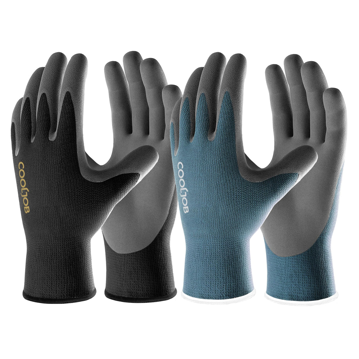 COOLJOB Gardening Gloves for Men, 2 Pairs Breathable Rubber Coated for Garden Weeding Landscaping, Outside Work for Lawn Yard, Men's Large Size, Black & Red