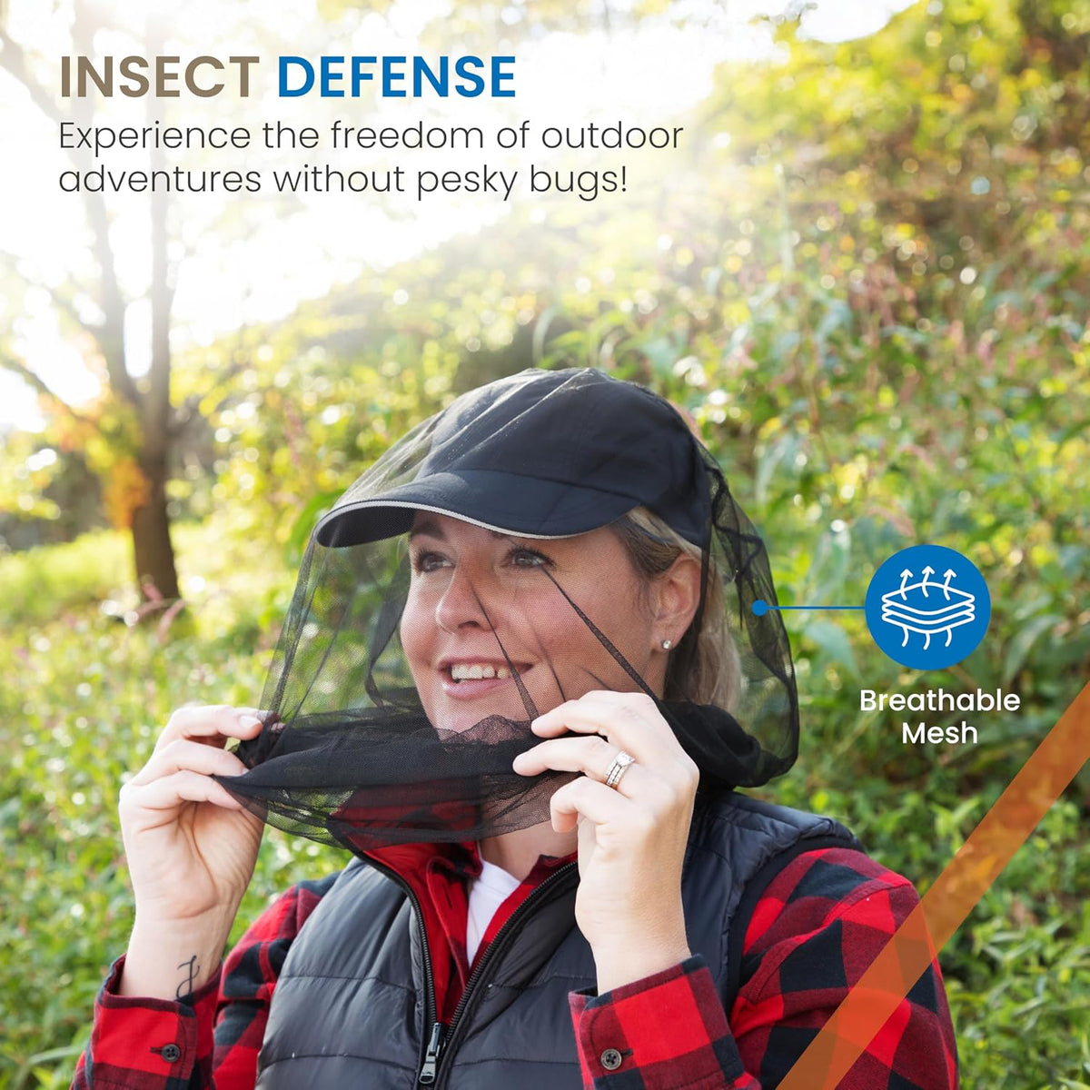 EVEN NATURALS Premium Mosquito Head Net - Ultra Large and Long, Extra Fine Holes, Mesh (39 * 26 * 25 inch)
