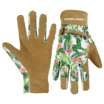HANDLANDY Gardening Gloves for Women, Leather Garden Glove, Gardener Gift