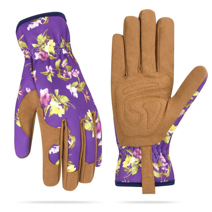 Womens Gardening Weeding Working Gloves, Leather Garden Glove for Women Thorn Proof No Stab for Digging, Planting,Pruning