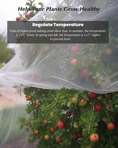 4x20Ft Ultra Fine Garden Mesh Netting Thicken Protection Netting for Vegetable Plant Fruits Health Growing, White Screen Barrier Net for Pest Bird Mosquito