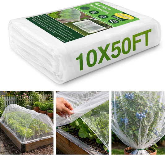 SPORTYOUTH 10x50Ft Garden Netting Ultra Fine Mesh Bird Net for Raised Beds