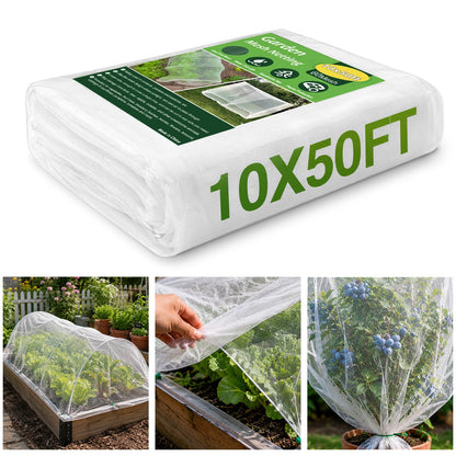 SPORTYOUTH 10x50Ft Garden Netting Ultra Fine Mesh Bird Net for Raised Beds