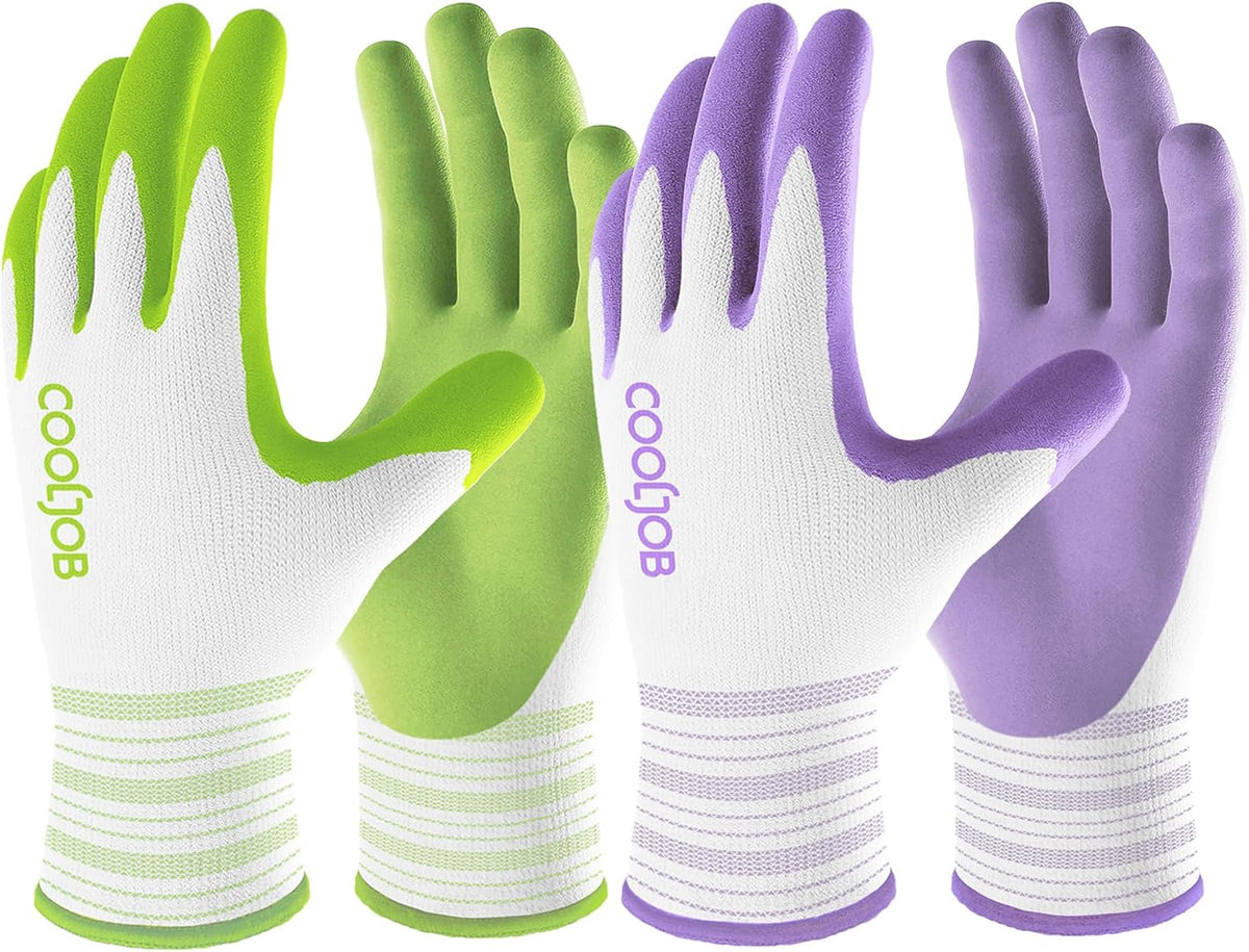 COOLJOB 6 Pairs Gardening Gloves for Women, Breathable Rubber Coated, M