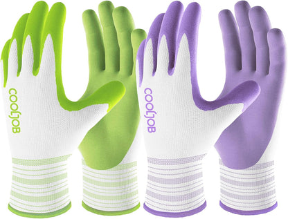 COOLJOB 6 Pairs Gardening Gloves for Women, Breathable Rubber Coated, M