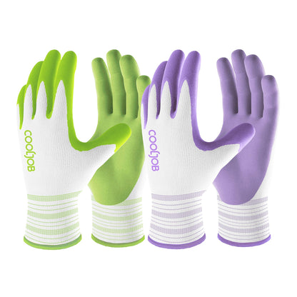 COOLJOB 6 Pairs Gardening Gloves for Women, Breathable Rubber Coated, L