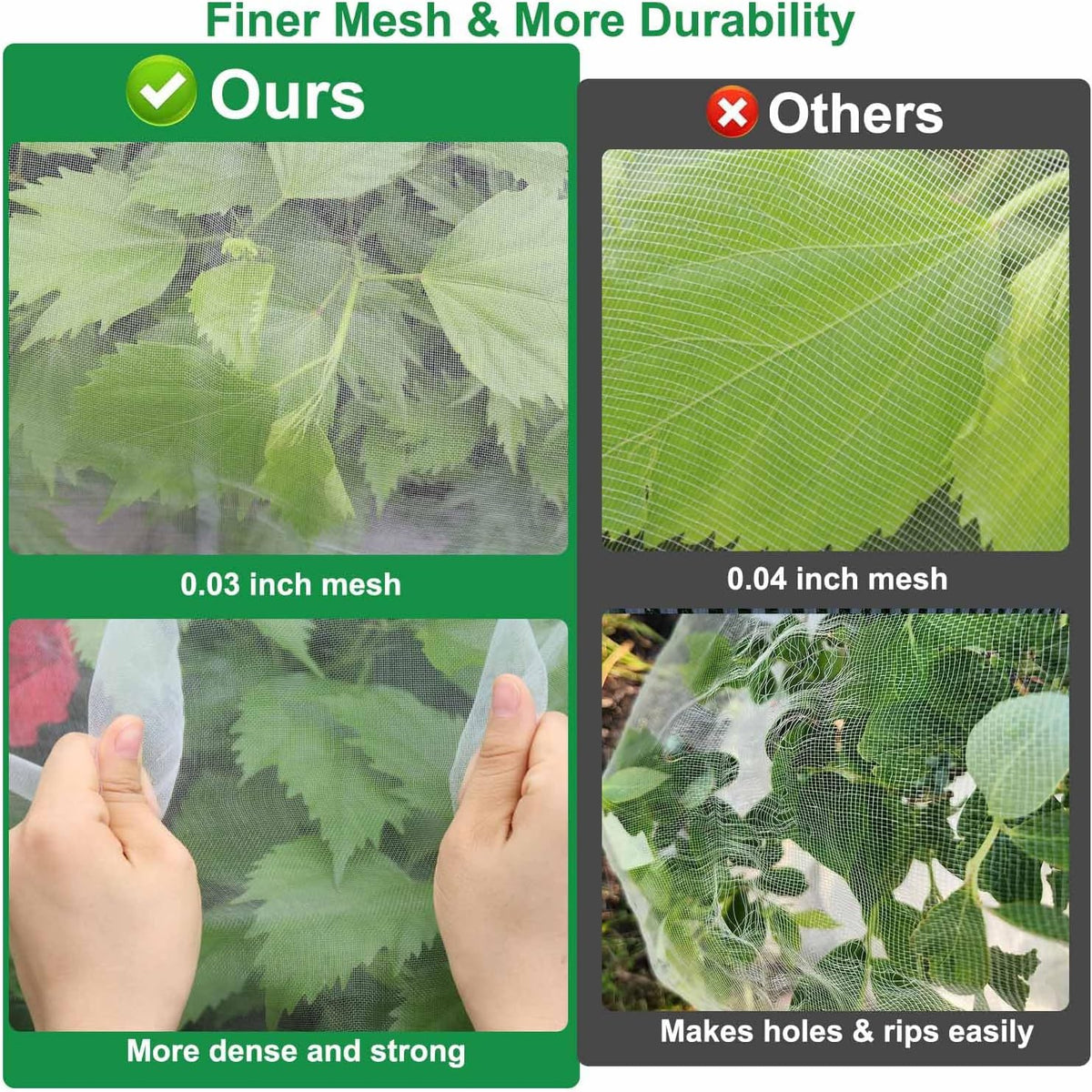 KLEWEE 10 x 50 FT Garden Mesh Netting, Ultra Fine Mesh Plant Netting Covers