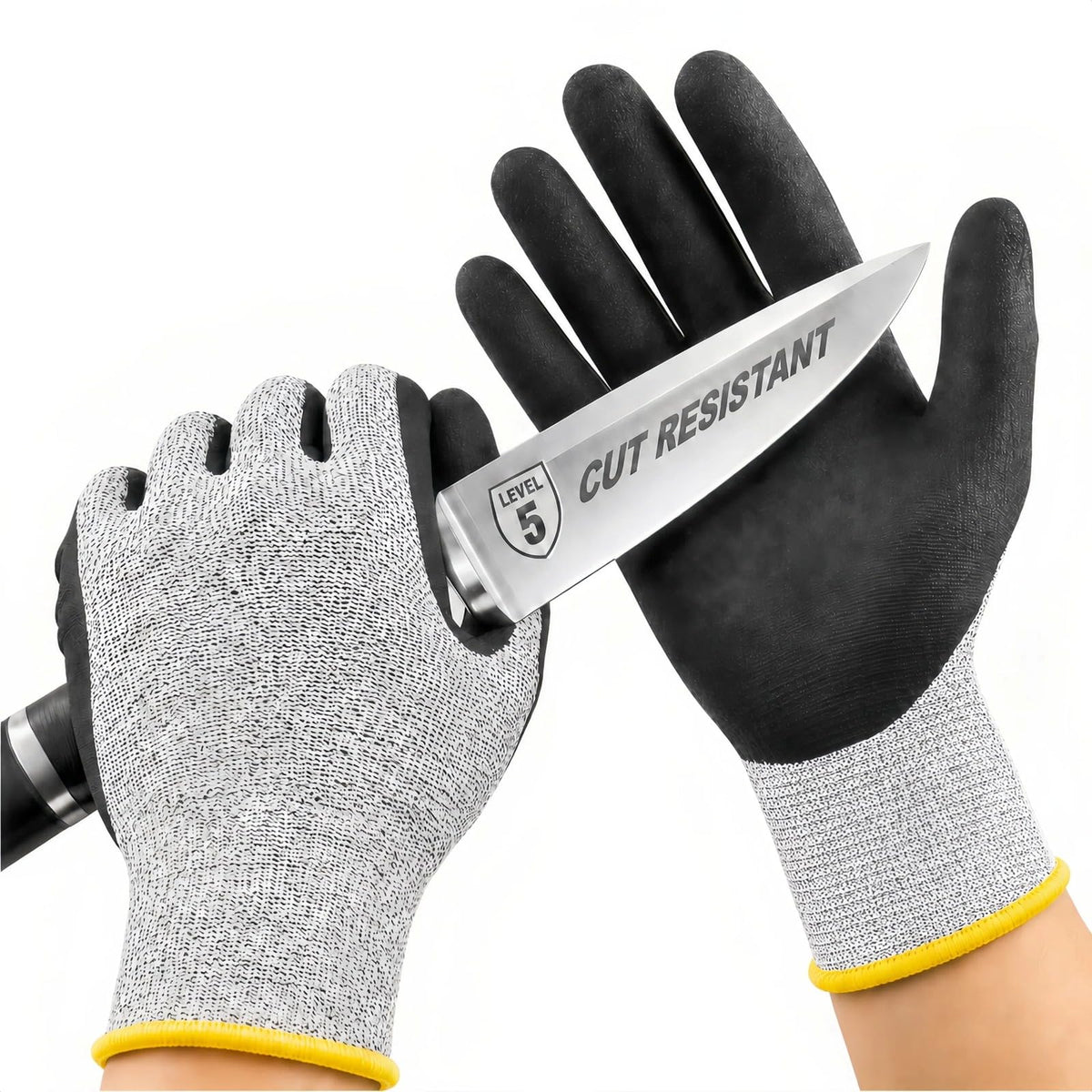 Level 5 Cut Resistant Work Gloves, Sandy Nitrile Grip, 1 Pair