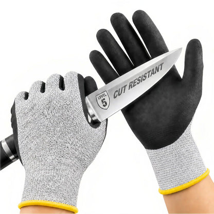 Level 5 Cut Resistant Work Gloves, Sandy Nitrile Grip, 1 Pair
