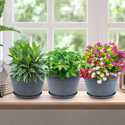 Quarut Flower Pots for Outdoor,Plastic Plant Pots with Drainage Hole & Tray
