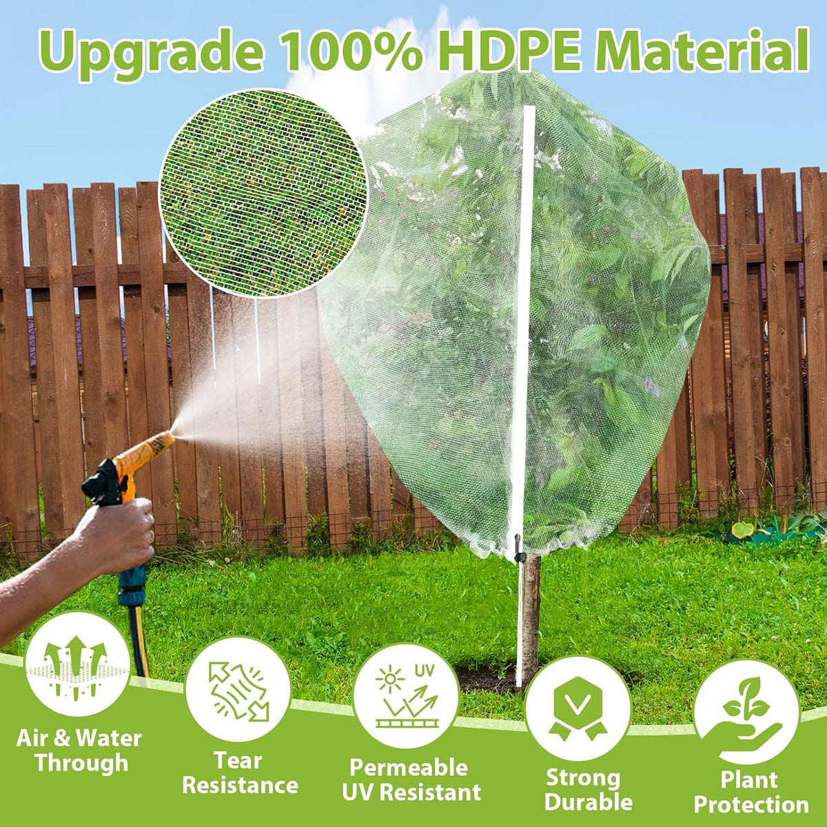 Large Fruit Tree Netting, 10X10FT Insect Garden Net, Zipper, Drawstring