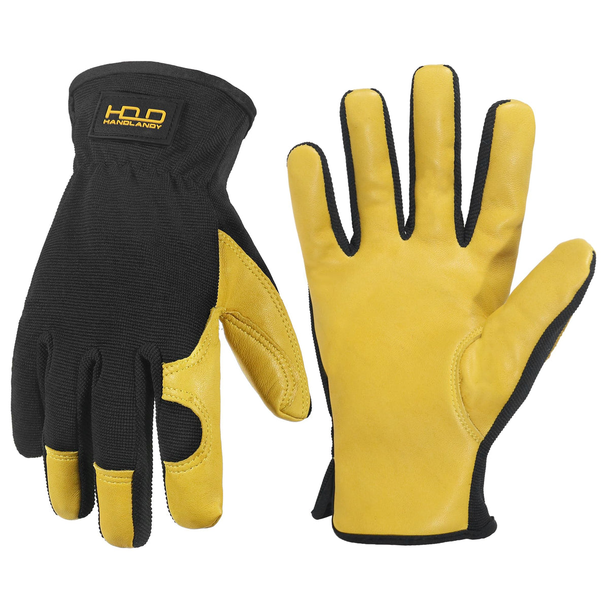 HANDLANDY Leather Gardening Gloves, Leather Work Gloves for Men Women