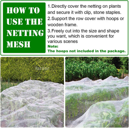 Garden Netting, Plant Covers 10x33Ft Net Ultra Fine Mesh Pest Barrier Net
