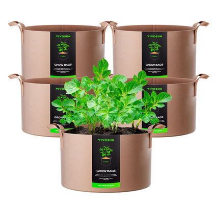 VIVOSUN 5-Pack 5 Gallon Plant Grow Bags Fabric Pots with Handles