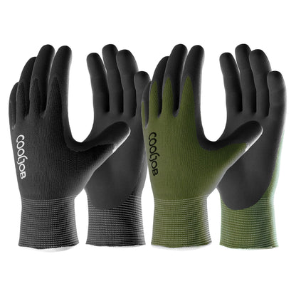 COOLJOB Micro-Foam Nitrile Safety Work Garden Gloves with Touchscreen Fingers, 6 Pairs Lightweight Working Gloves for Men’s Sweaty Hands, Non-slip Coated Grip Fits Most Tasks, Large, Blue & Black