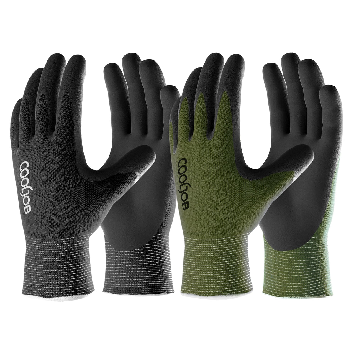 COOLJOB 6 Pairs Gardening Gloves for Men, Breathable Rubber Coated, Large
