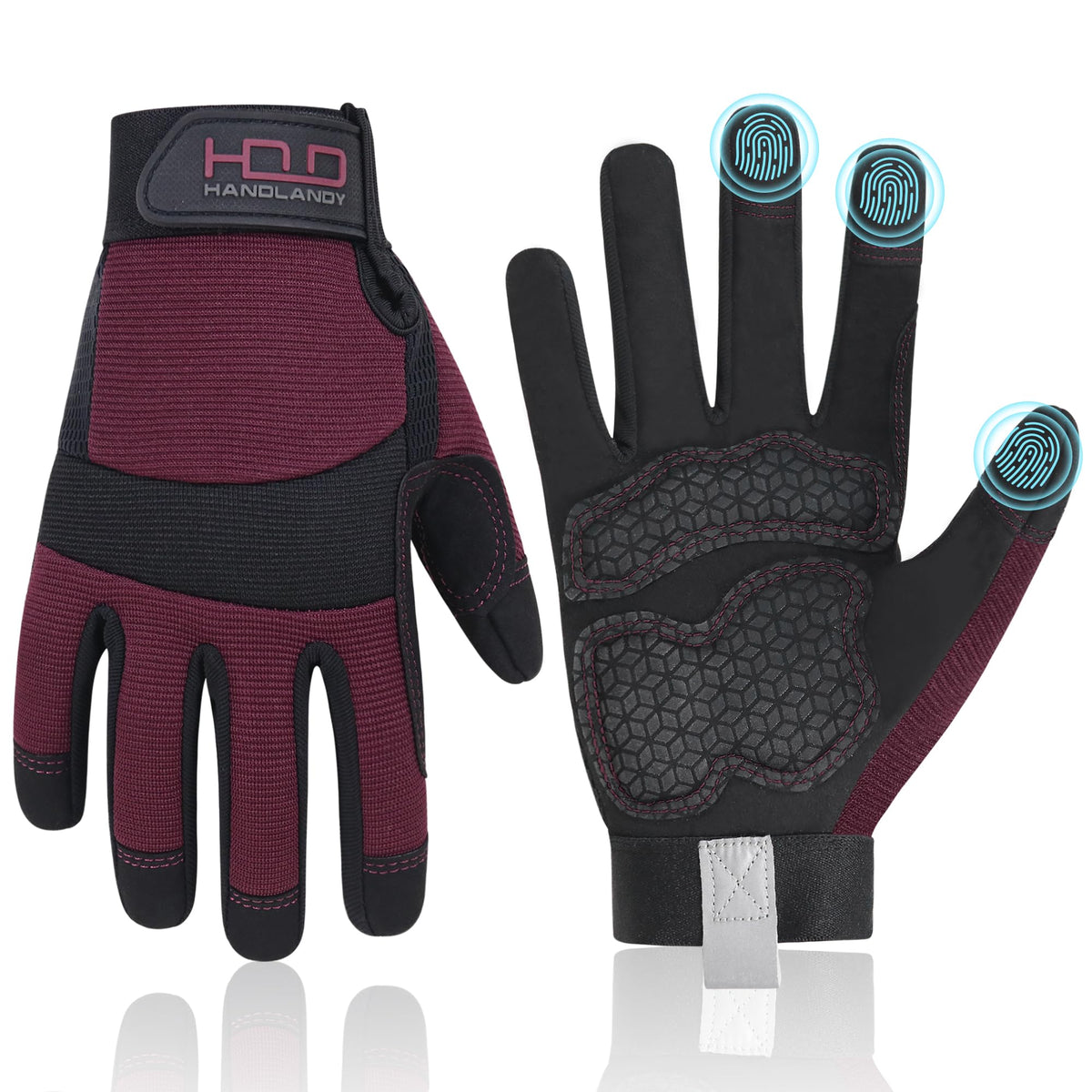 HANDLANDY Work Gloves for Women, Breathable Leather Gardening Glove for Yard Maintenance, Hand Protection with Touch Screen