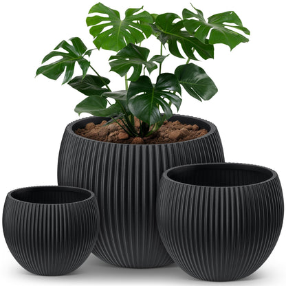 homenote 14.5 Inch Large Black Plastic Flower Pot with Drainage Plug
