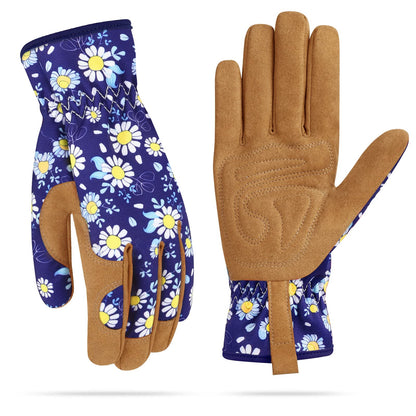 Womens Gardening Weeding Working Gloves, Leather Garden Glove for Women Thorn Proof No Stab for Digging, Planting,Pruning