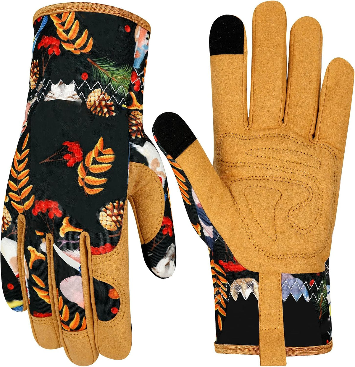 Leather Gardening Gloves for Women Garden Gloves Thorn Proof Touch Screen Design Heavy Duty Working Yard Gloves
