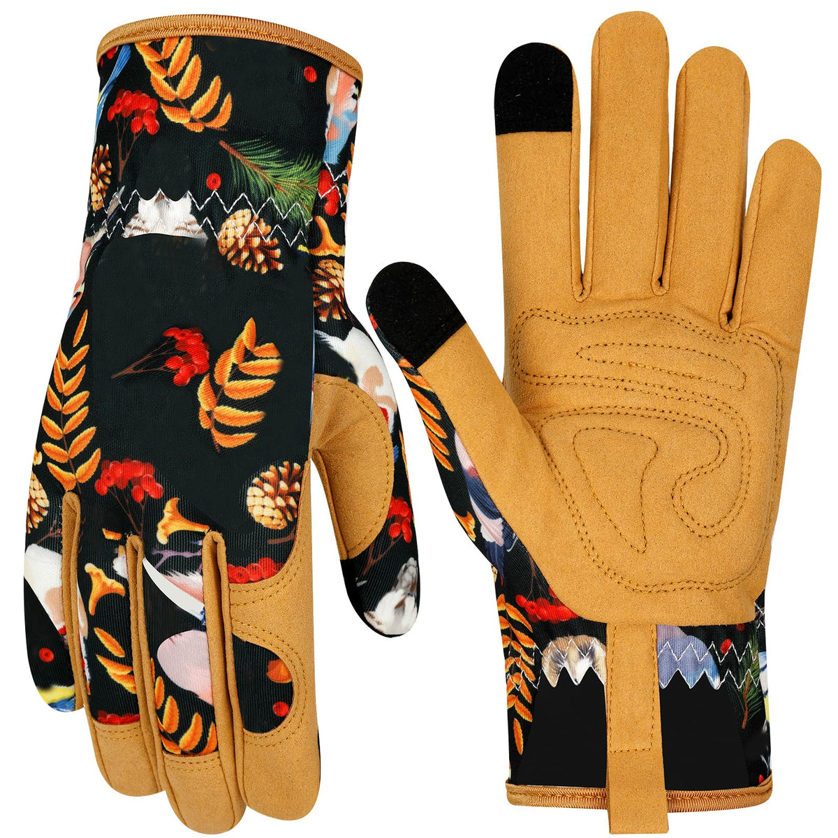 Leather Gardening Gloves for Women Garden Gloves Thorn Proof Touch Screen Design Heavy Duty Working Yard Gloves