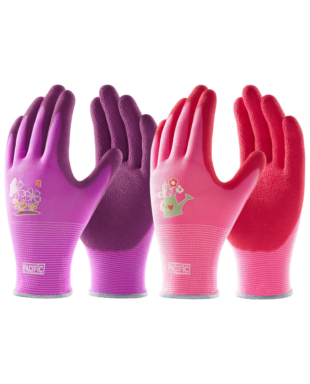 PACIFIC PPE 6 Pairs Gardening Gloves for women, Rubber Coated Garden Gloves, Ladies Yard Work Gloves, Breathable, Purple & Yellow & Red, Small