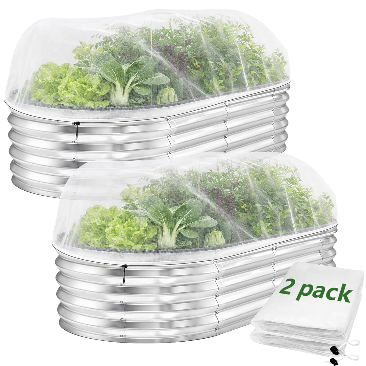 2 Pack Garden Netting for Raised Beds, 37.4" x 19.6" x 19.6" Garden Bed Insect Bird Netting Cover, Raised Garden Bed Plant Cover Mesh Pest Barrier Screen for Protecting Vegetables Fruits Flowers