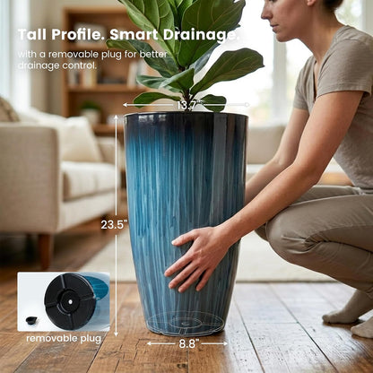 Worth 23.5" H. Tall Planters for Outdoor Plants, Large Plant Pots Set of 2