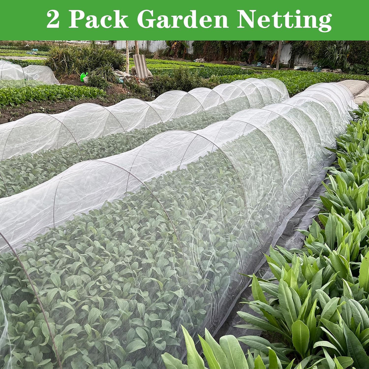 2 Pack 10X30FT Garden Netting, Garden Netting for Raised Beds, Ultra Fine Insect Netting for Vegetable Flowers Fruits, Garden Mesh Plant Cover Row Cover Barrier Protection Net for Birds