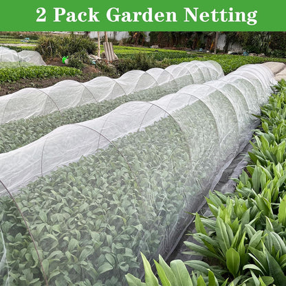2 Pack 10X30FT Garden Netting, Garden Netting for Raised Beds, Ultra Fine Insect Netting for Vegetable Flowers Fruits, Garden Mesh Plant Cover Row Cover Barrier Protection Net for Birds