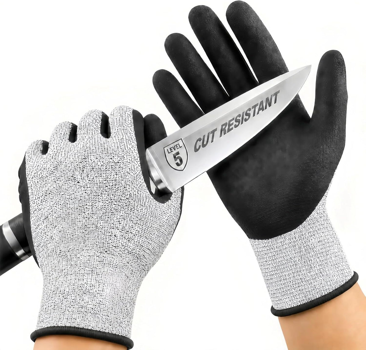 Level 5 Cut Resistant Work Gloves, Sandy Nitrile Grip, 1 Pair
