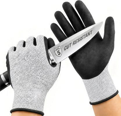 Level 5 Cut Resistant Work Gloves, Sandy Nitrile Grip, 1 Pair