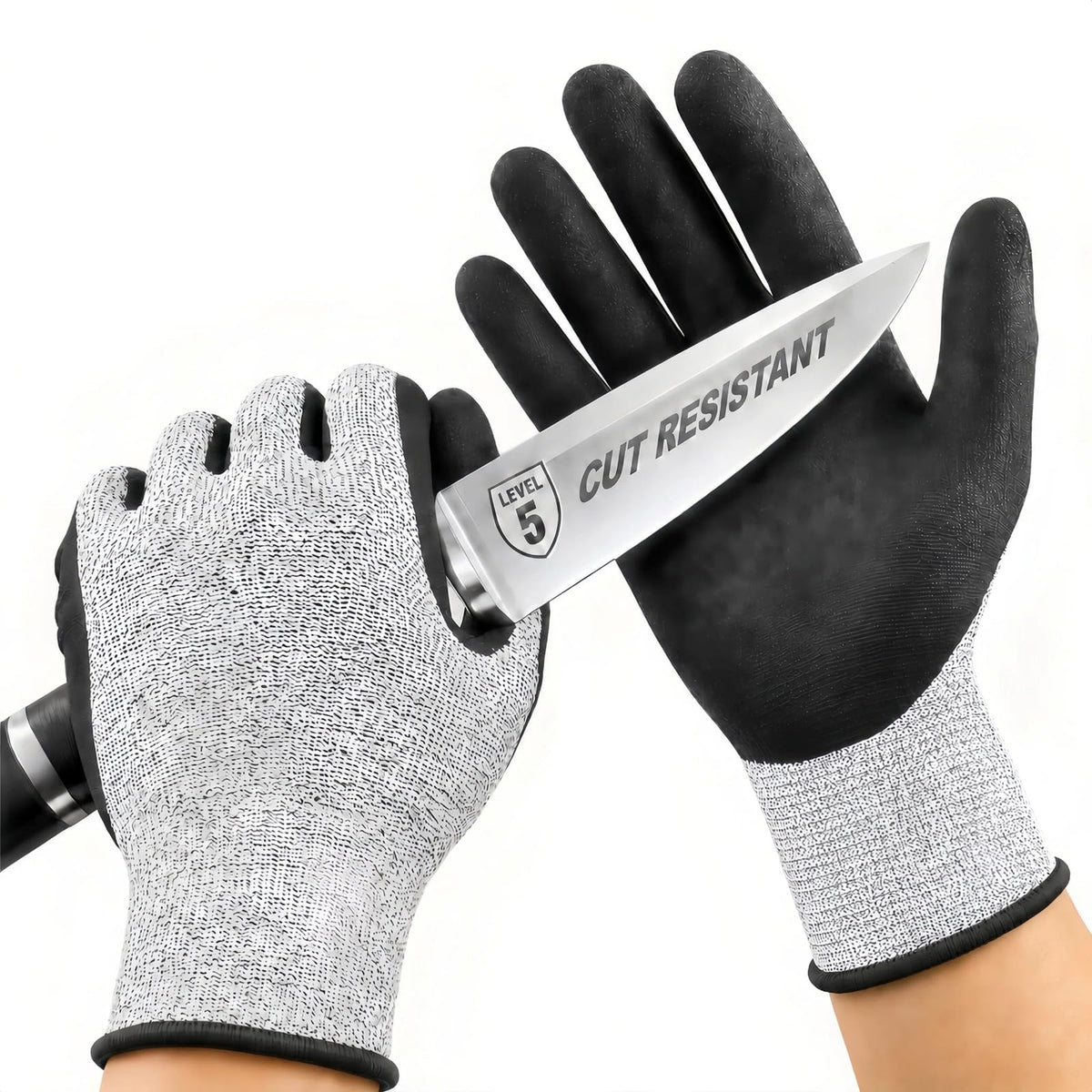 Level 5 Cut Resistant Work Gloves, Sandy Nitrile Grip, 1 Pair