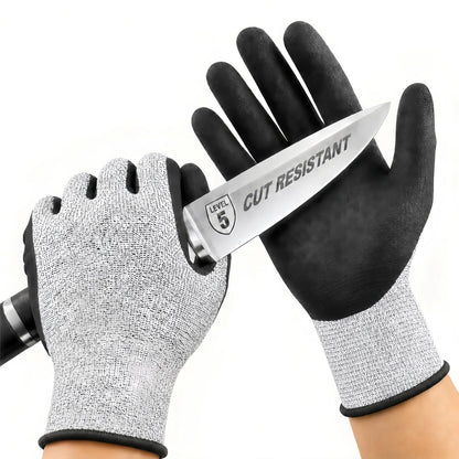 Level 5 Cut Resistant Work Gloves, Sandy Nitrile Grip, 1 Pair