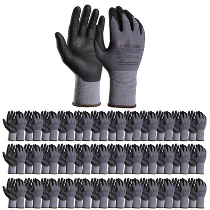 LOCCEF Safety Work Gloves Nylon MicroFoam Nitrile Coated Gloves