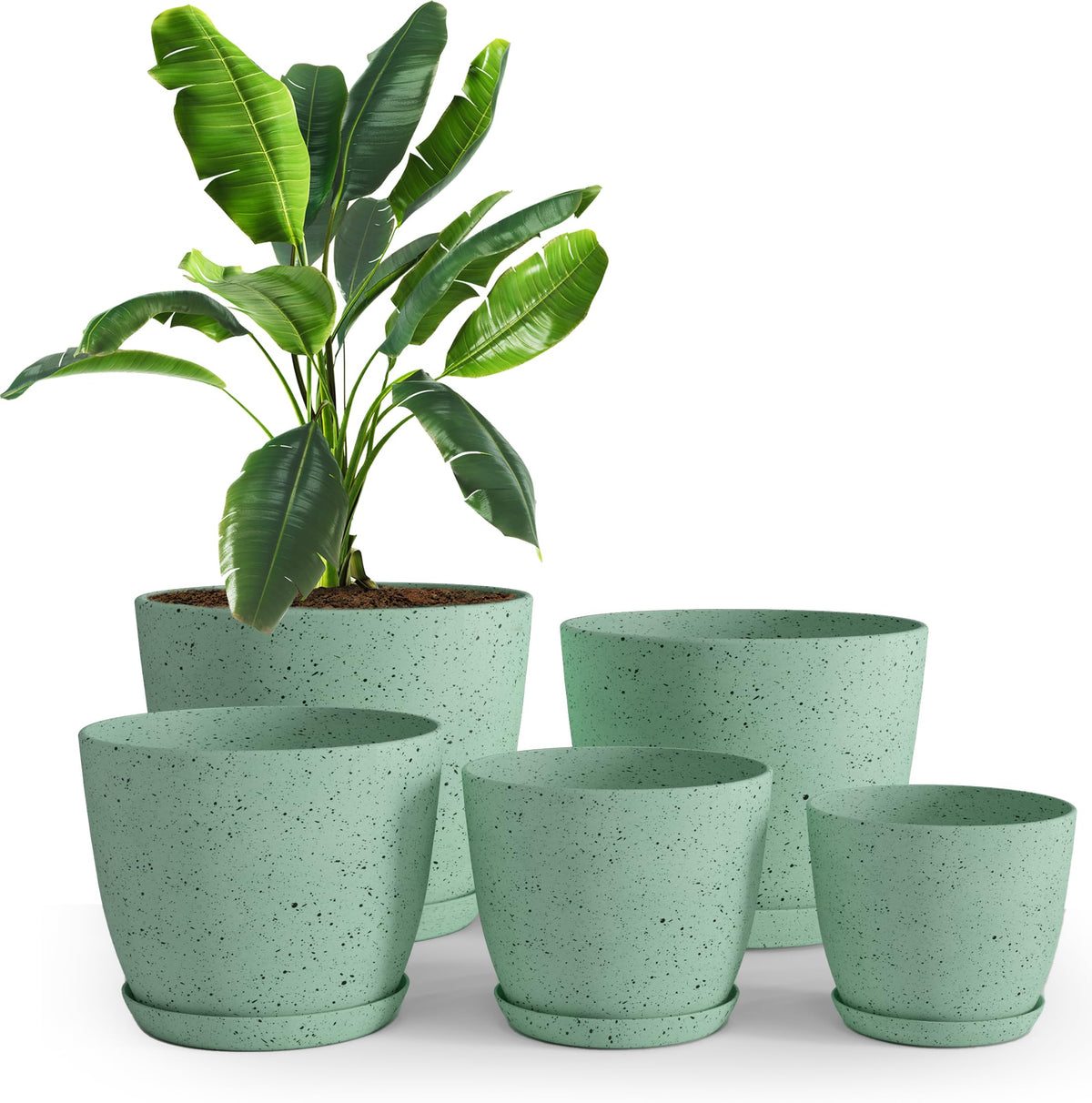 Plant Pots Indoor with Drainage, 10 Pack Multi-Size Planters Set, White