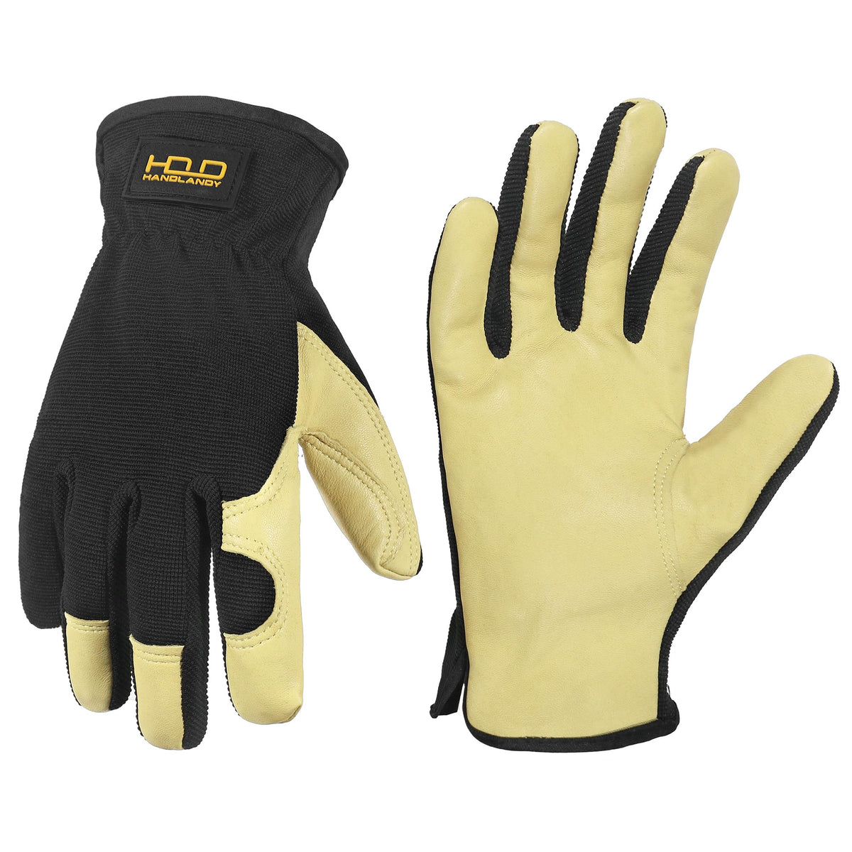 HANDLANDY Leather Gardening Gloves, Leather Work Gloves for Men Women