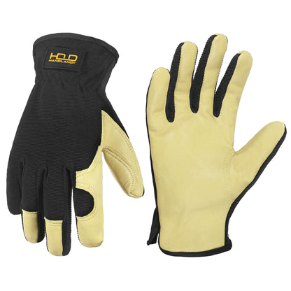 HANDLANDY Leather Gardening Gloves, Leather Work Gloves for Men Women