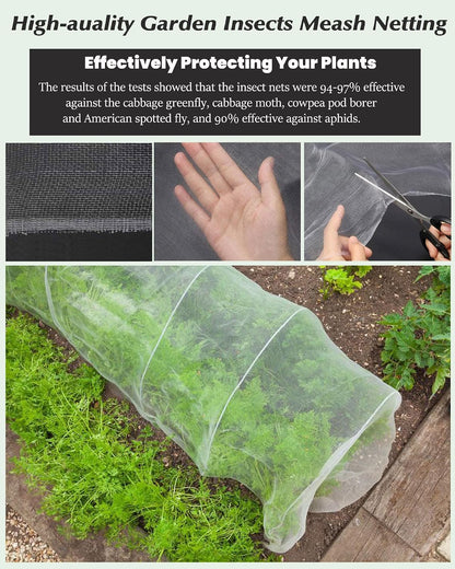 4x20Ft Ultra Fine Garden Mesh Netting Thicken Protection Netting for Vegetable Plant Fruits Health Growing, White Screen Barrier Net for Pest Bird Mosquito