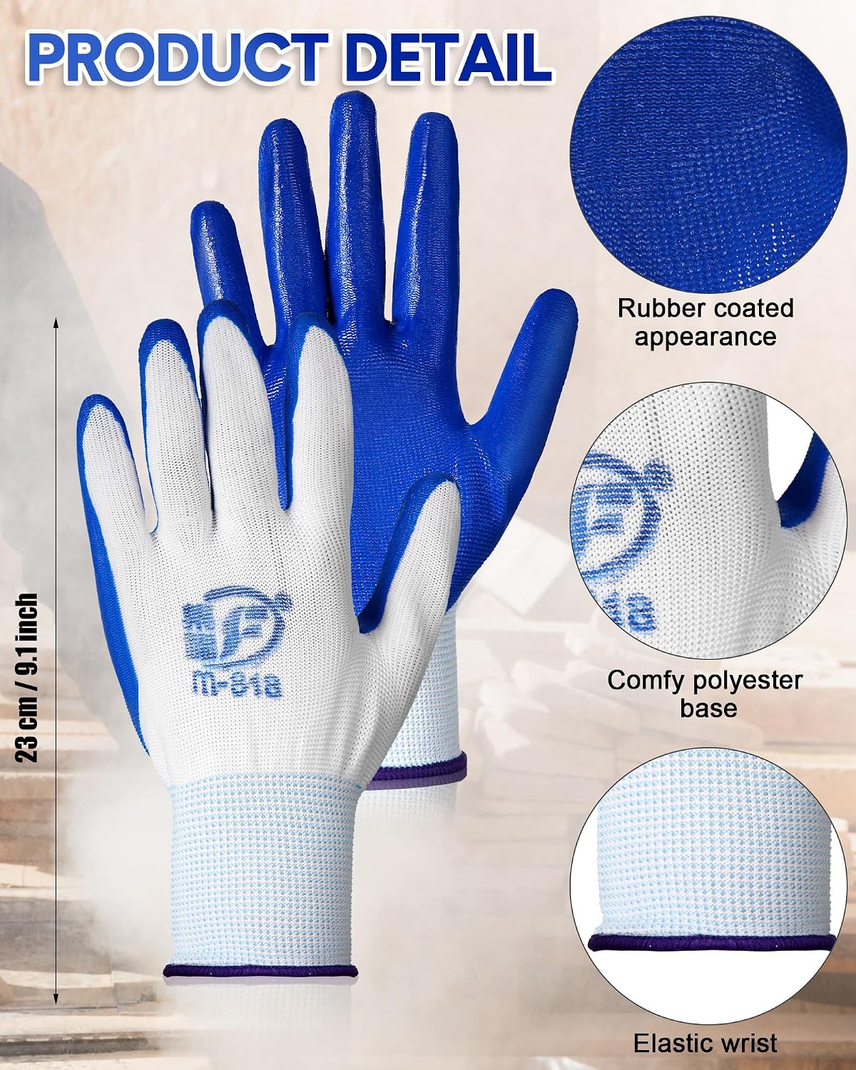 Nuogo 48 Pairs Garden Gloves for Men Work Gloves Bulk