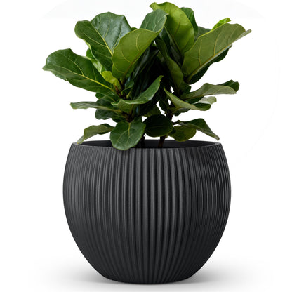 homenote 14.5 Inch Large Black Plastic Flower Pot with Drainage Plug
